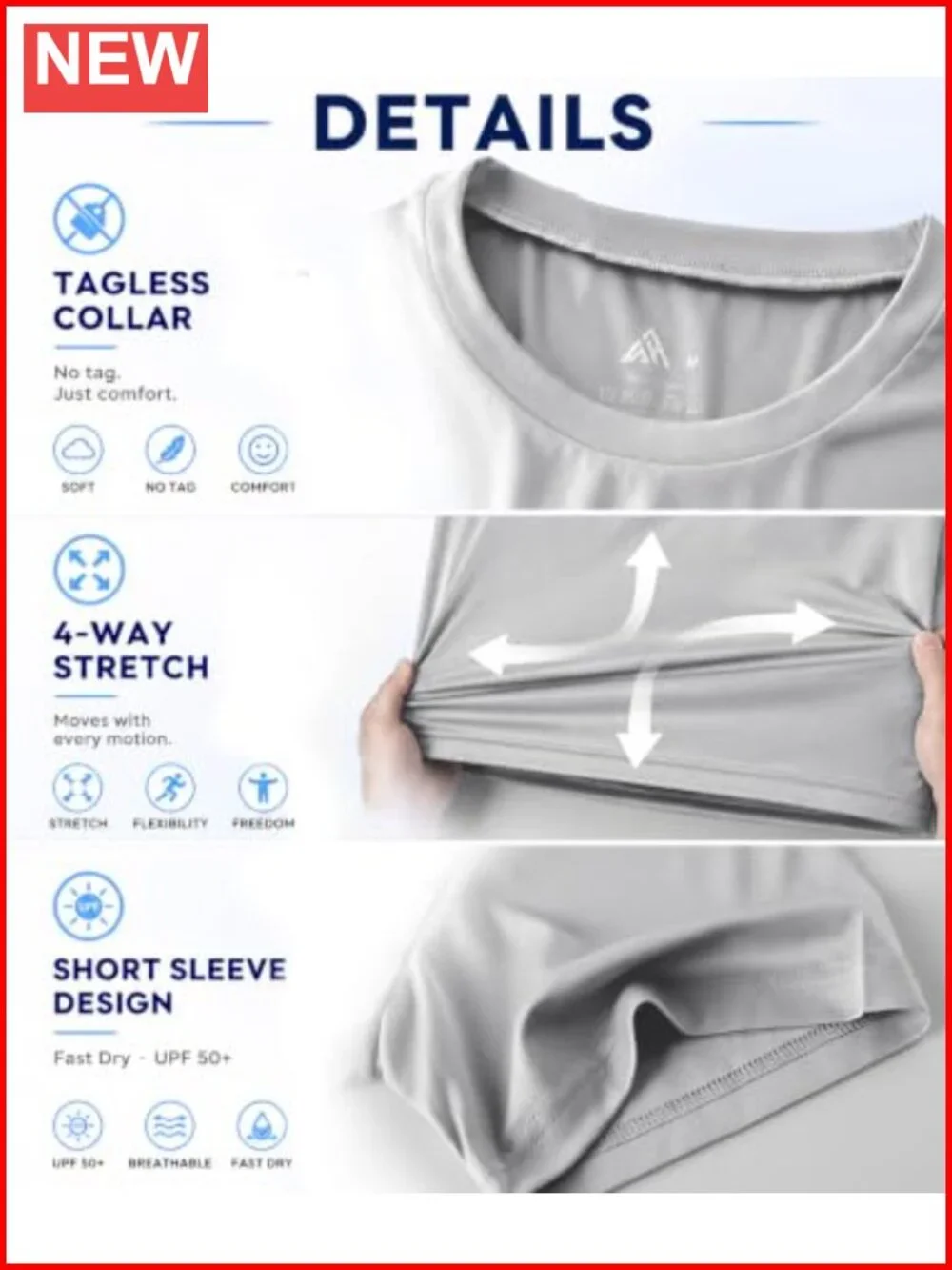 3 Pack Mens UPF 50+ Rash Guard Swim Shirts Short Sleeve Fast Dry Sun Protection